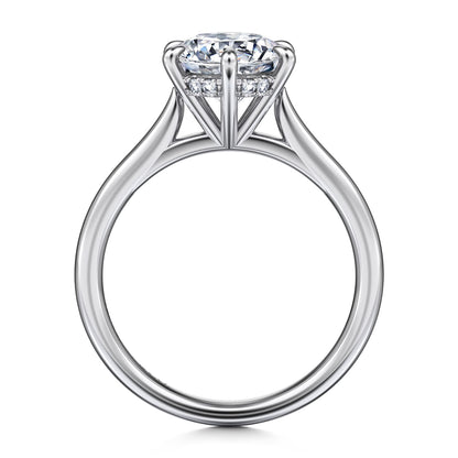 14K White Gold Round Solitaire Diamond Engagement Ring