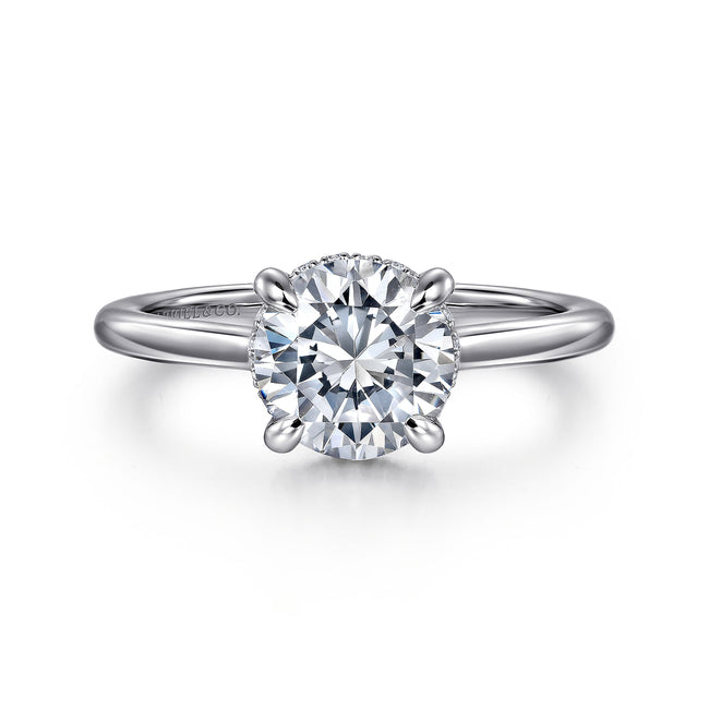 14K White Gold Round Halo Diamond Engagement Ring
