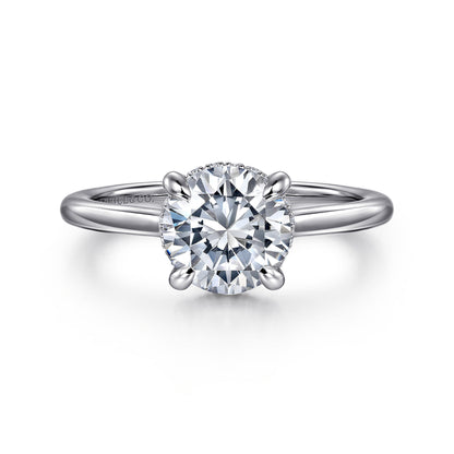 14K White Gold Round Halo Diamond Engagement Ring