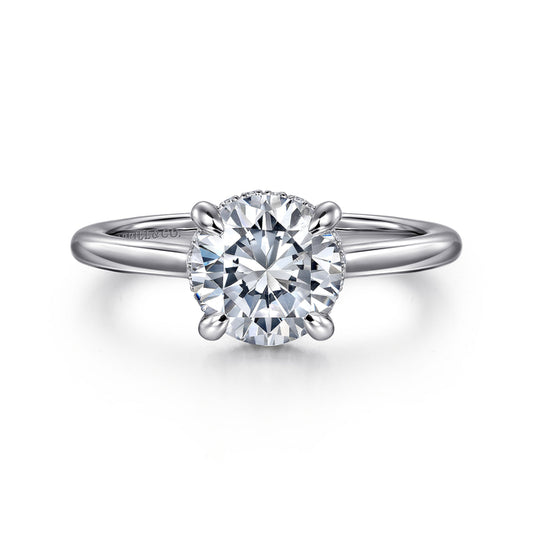 14K White Gold Round Halo Diamond Engagement Ring
