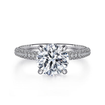 14K White Gold Round Diamond Engagement Ring