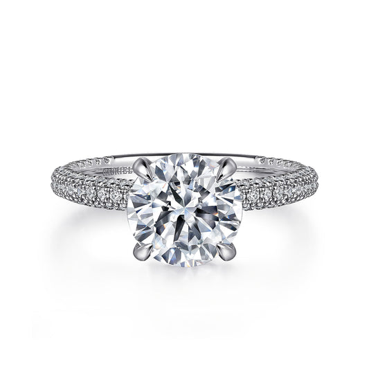 14K White Gold Round Diamond Engagement Ring