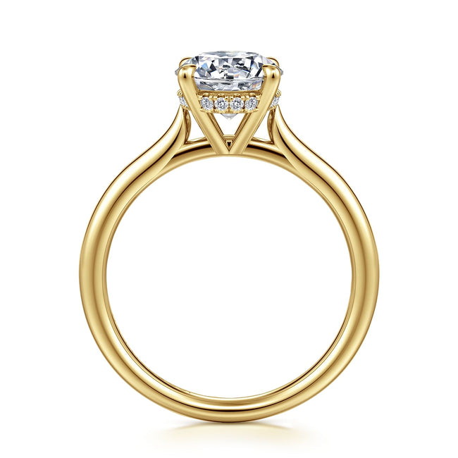 14K Yellow Gold Round Solitaire Diamond Engagement Ring