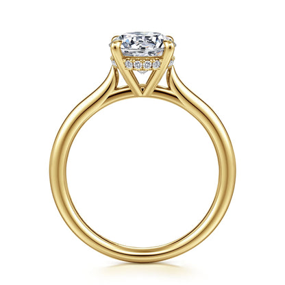 14K Yellow Gold Round Solitaire Diamond Engagement Ring