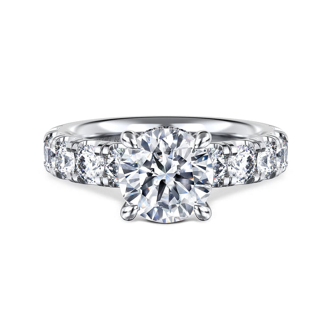 14K White Gold Round Diamond Engagement Ring