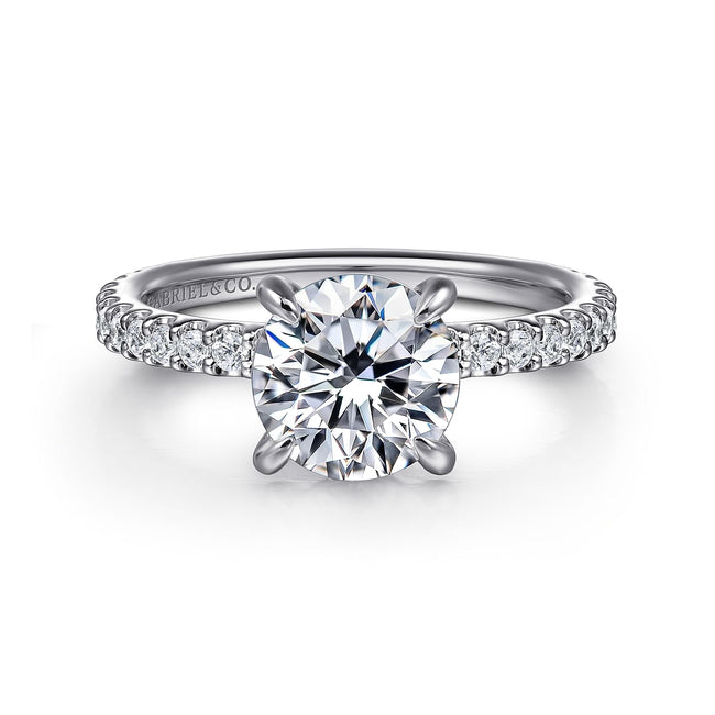 14K White Gold Round Diamond Engagement Ring
