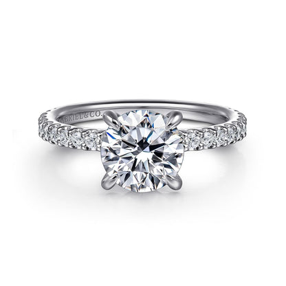14K White Gold Round Diamond Engagement Ring
