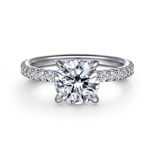 14K White Gold Round Diamond Engagement Ring