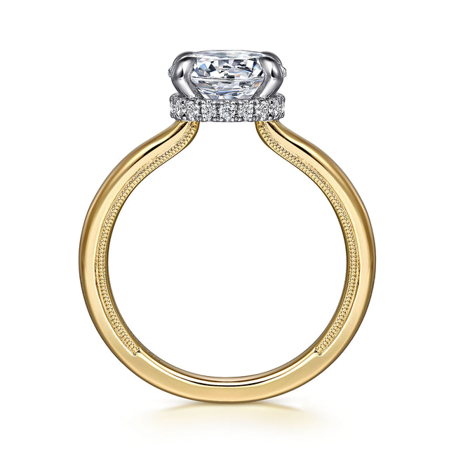 14K White-Yellow Gold Round Diamond Engagement Ring