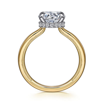 14K White-Yellow Gold Round Diamond Engagement Ring