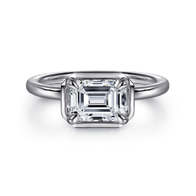 14K White Gold Emerald Cut Diamond Engagement Ring