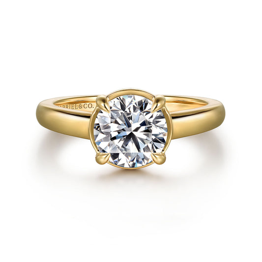 14K Yellow Gold Round Diamond Engagement Ring
