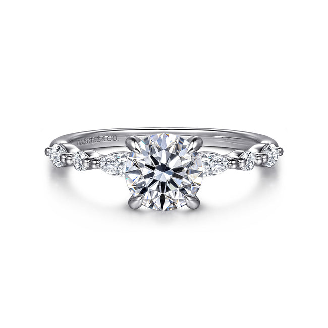 14K White Gold Round Diamond Engagement Ring