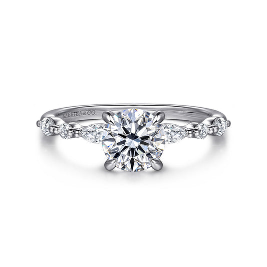 14K White Gold Round Diamond Engagement Ring