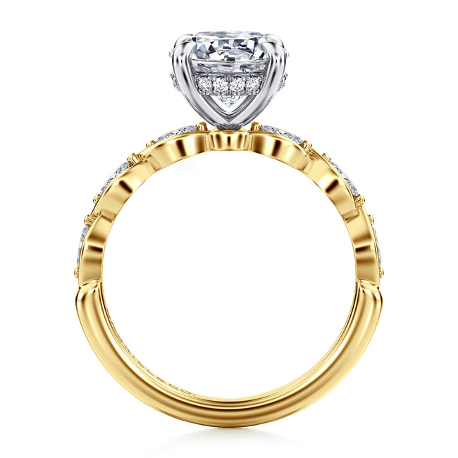 14K White-Yellow Gold Round Diamond Engagement Ring