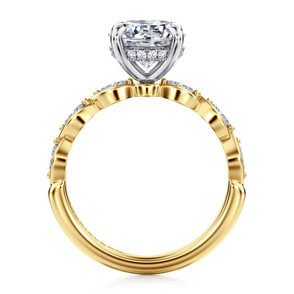 14K White-Yellow Gold Round Diamond Engagement Ring