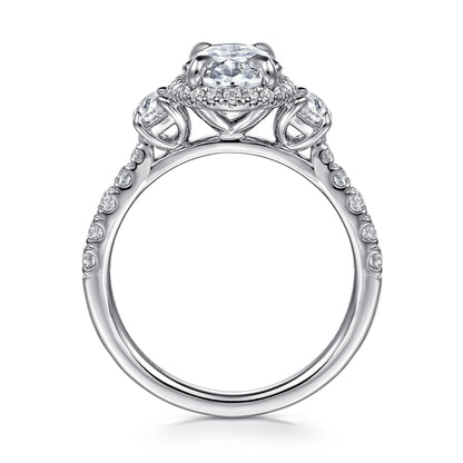 14K White Gold Oval Halo Diamond Engagement Ring