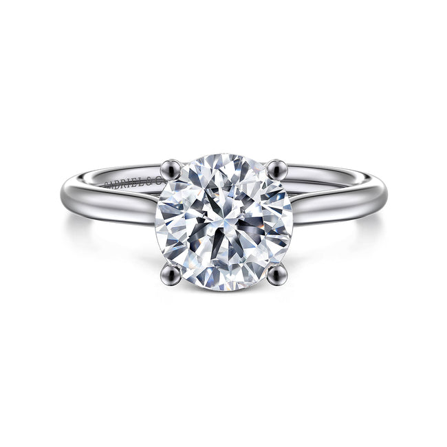 14K White Gold Round Solitaire Diamond Engagement Ring