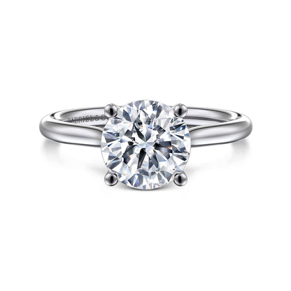 14K White Gold Round Solitaire Diamond Engagement Ring