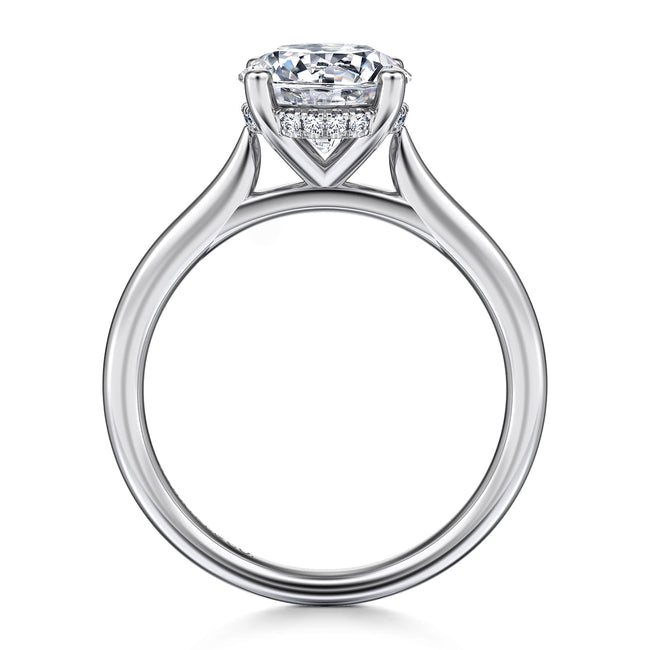 14K White Gold Round Solitaire Diamond Engagement Ring