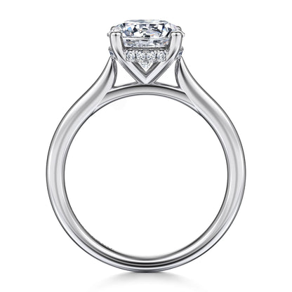 14K White Gold Round Solitaire Diamond Engagement Ring
