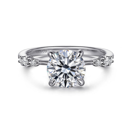 14K White Gold Round Diamond Engagement Ring