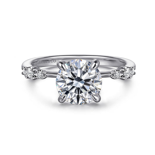 14K White Gold Round Diamond Engagement Ring