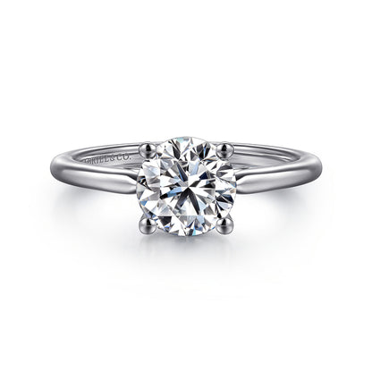 14K White Gold Round Solitaire Diamond Engagement Ring
