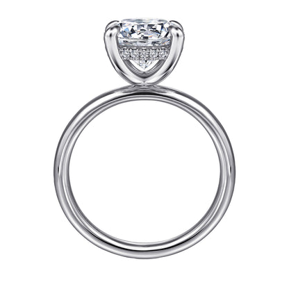 14K White Gold Round Hidden Halo Diamond Engagement Ring