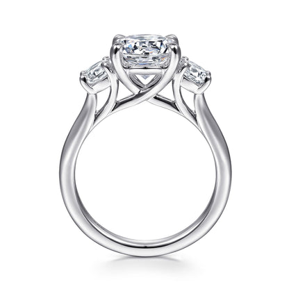 14K White Gold Round 3 Stone Diamond Engagement Ring