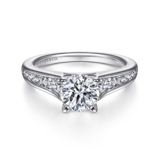 14K White Gold Round Diamond Channel Set Engagement Ring