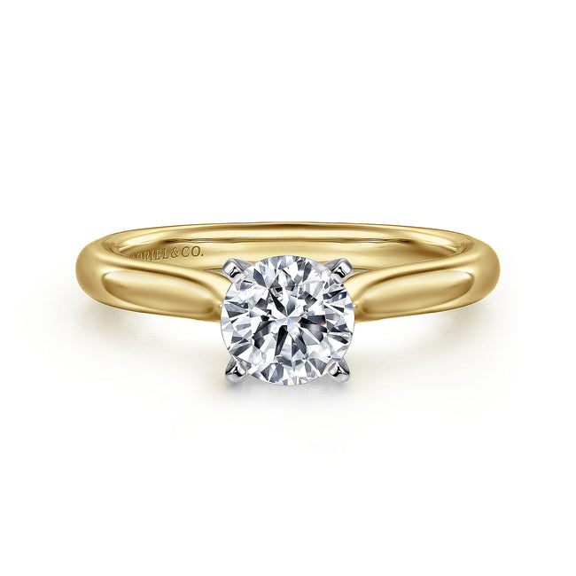 14K White-Yellow Gold Round Diamond Engagement Ring