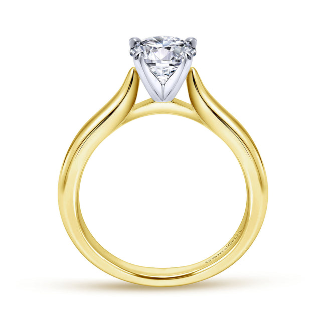 14K White-Yellow Gold Round Diamond Engagement Ring