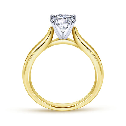 14K White-Yellow Gold Round Diamond Engagement Ring