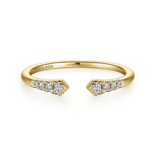 14K Yellow Gold Split Diamond Stackable Ring