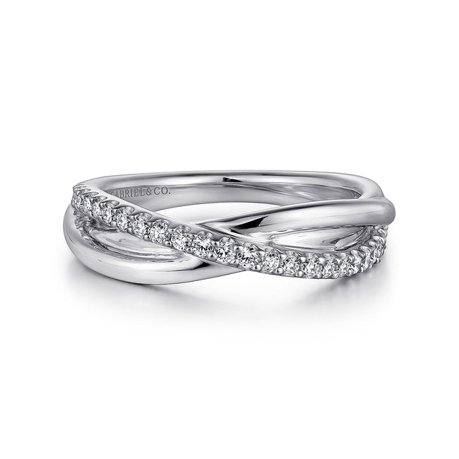 925 Sterling Silver White Sapphire Pavé Criss Cross Ring