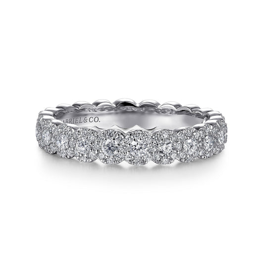 14K White Gold Round Pavé Diamond Band