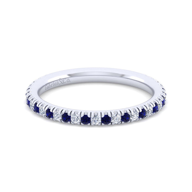14K White Gold Sapphire and Diamond Stackable Band