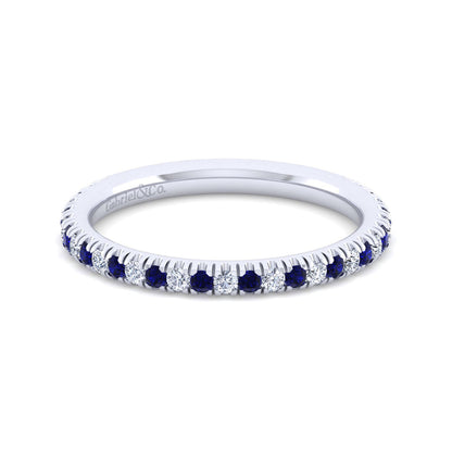 14K White Gold Sapphire and Diamond Stackable Band