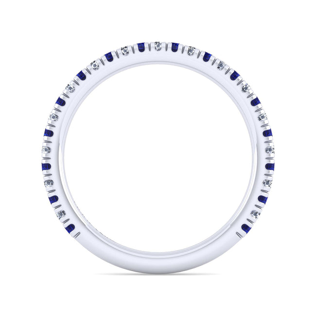 14K White Gold Sapphire and Diamond Stackable Band