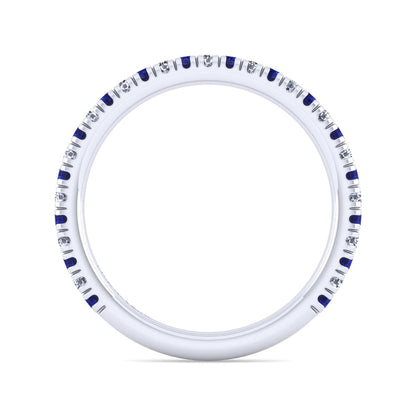 14K White Gold Sapphire and Diamond Stackable Band