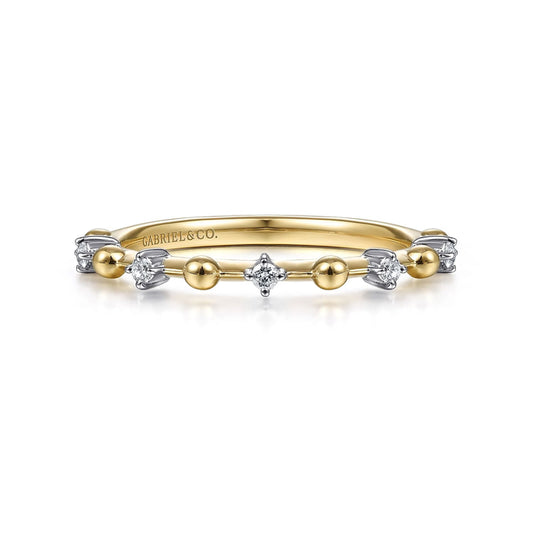 14K Yellow Gold Bujukan and Diamond Station Alternating Ring