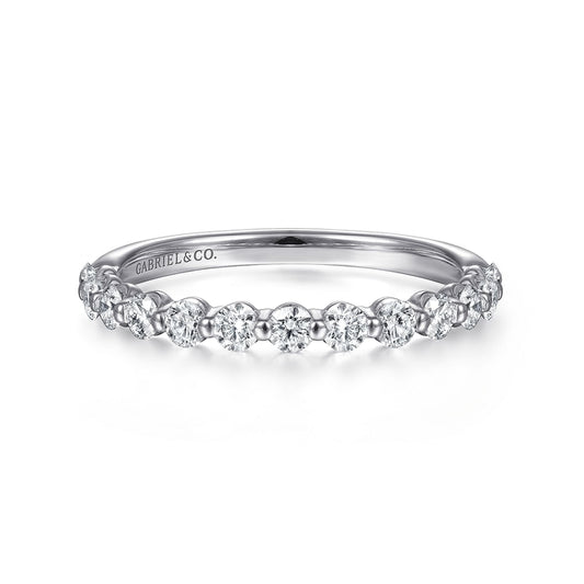 14K White Gold Single Prong Diamond Band Ring