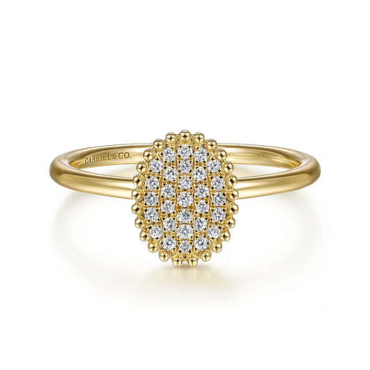 14K Yellow Gold Diamond Pavé Oval Ring