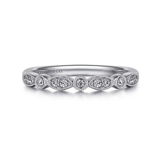 14K White Gold Diamond Stackable Ladies Ring