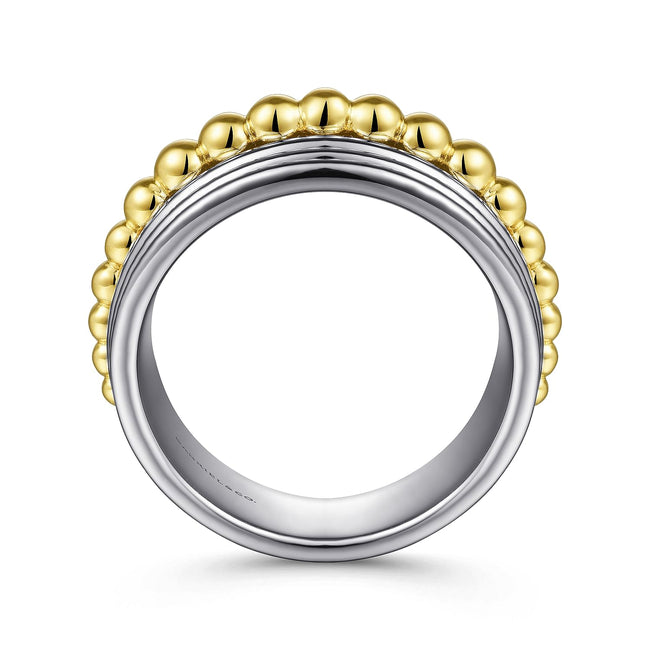 925 Sterling Silver and 14K Yellow Gold Bujukan Wide Band Ring