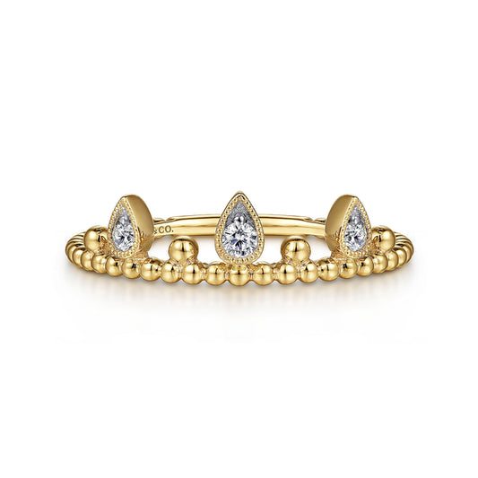 14K Yellow Gold Diamond Crown Bujukan Ring