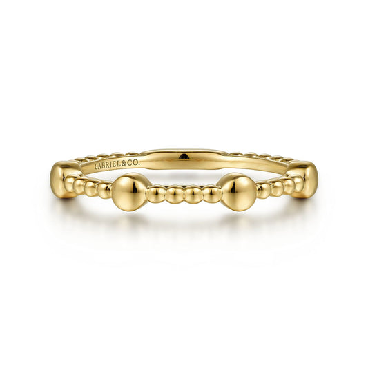 14K Yellow Gold Bujukan Ball Station Stackable Ring