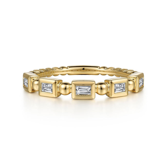 14K Yellow Gold Diamond Geometric Stackable Ring