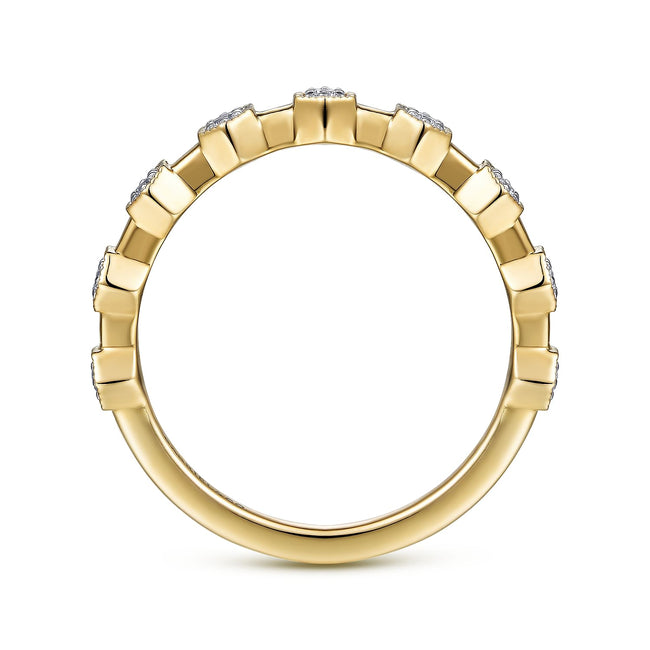 14K Yellow Gold Diamond Station Stackable Ring